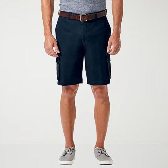 Haggar Tech Mens 10" Stretch Fabric Cargo Short - Navy Sz 38W 925136 - Picture 1 of 3